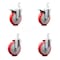 Service Caster 5 Inch Red Poly Swivel 7/8 Inch Square Stem Caster Total Lock Brakes SCC, 2PK SCC-SQTTL20S514-PPUB-RED-78-2-S-2 - alternate 3